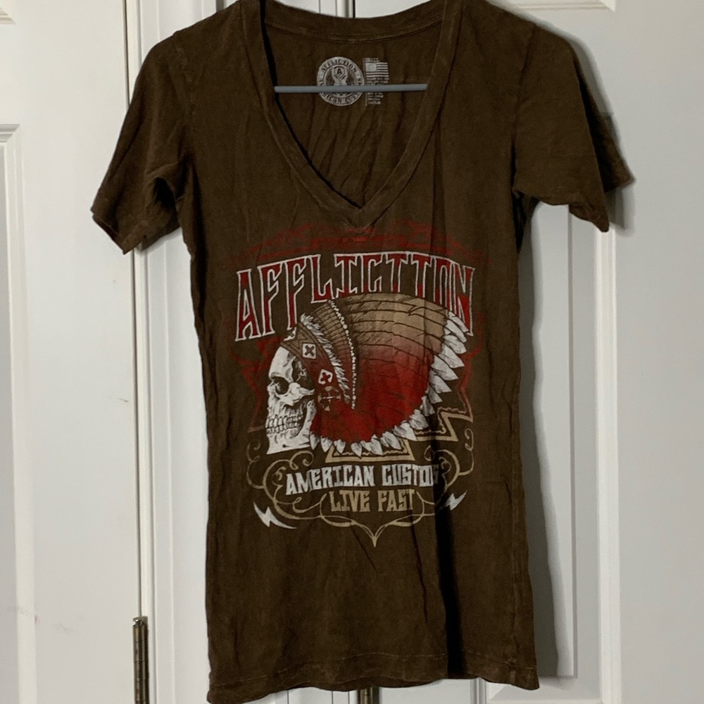 Affliction American Flag V-neck